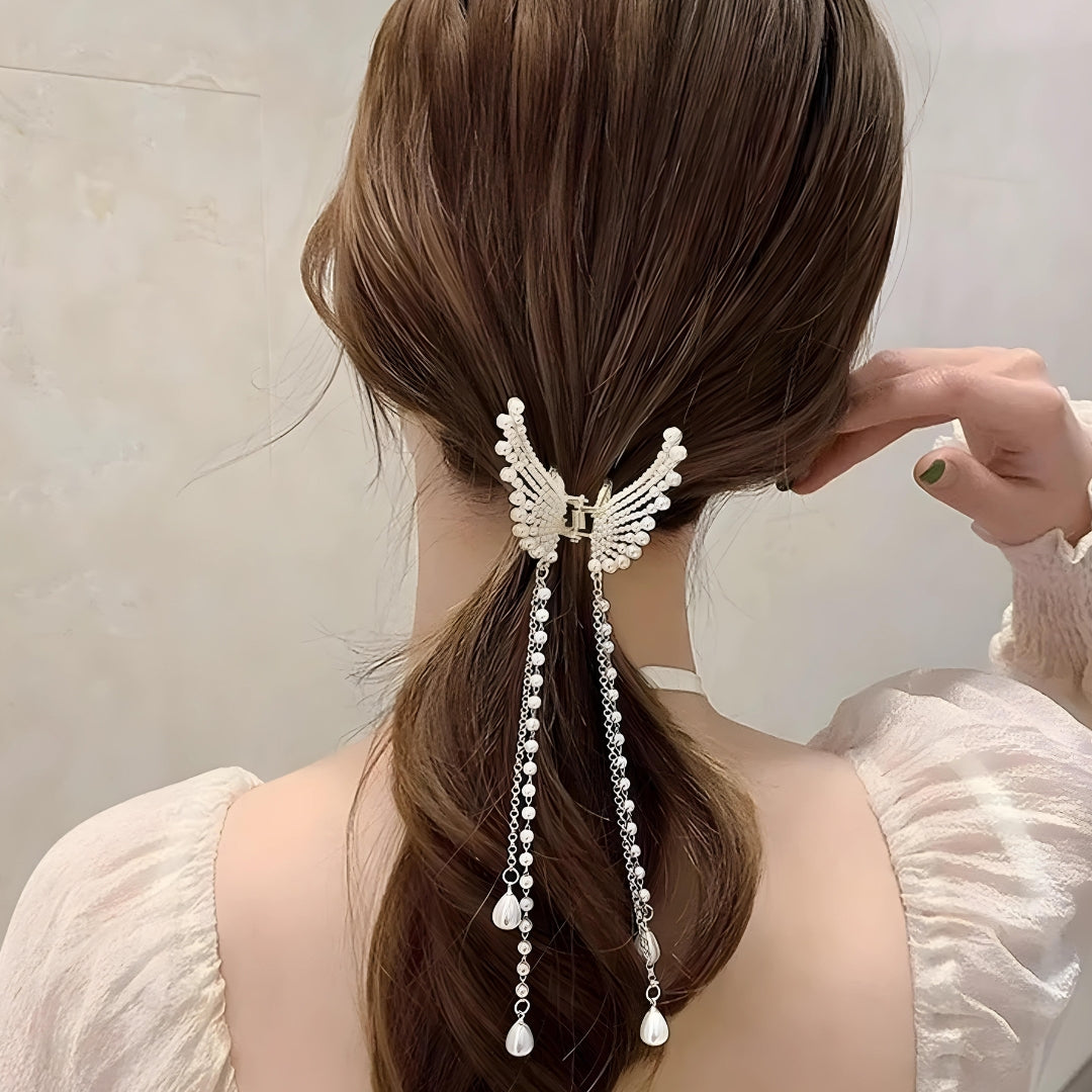 Crystal Pearl Butterfly Hair Clips Clutcher for Women