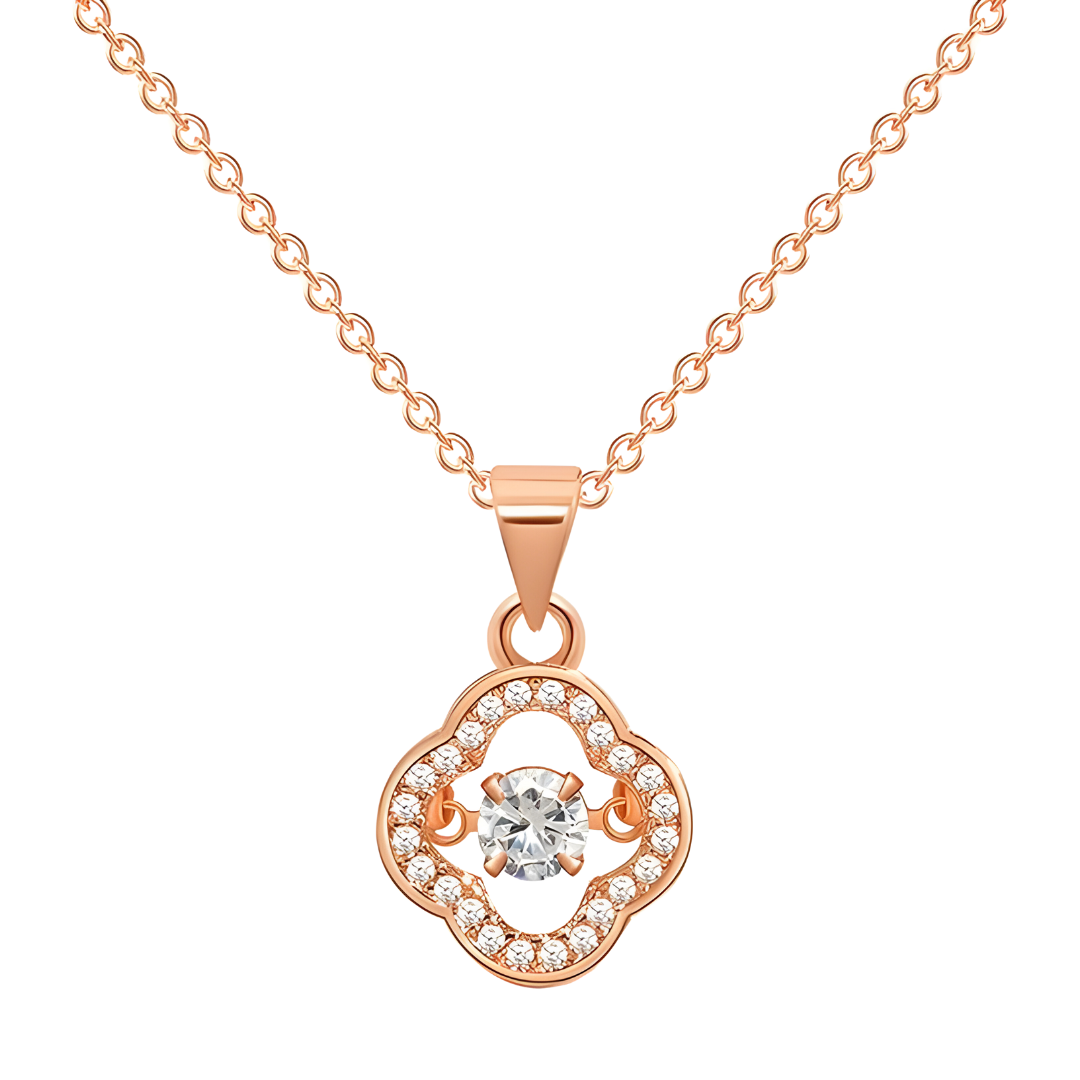 Dancing Diamond Lucky Four-leaf Clover Necklace Pendant