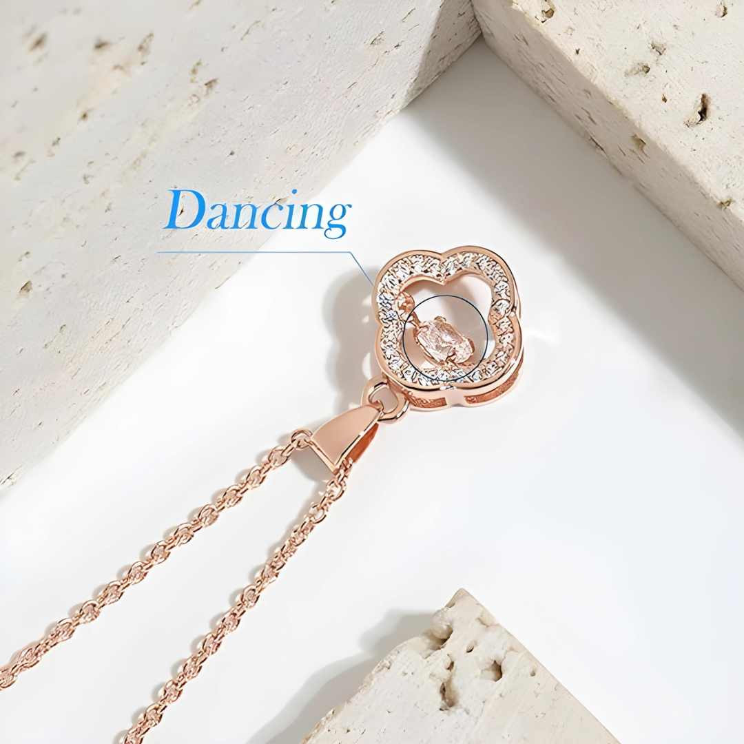 Dancing Diamond Lucky Four-leaf Clover Necklace Pendant