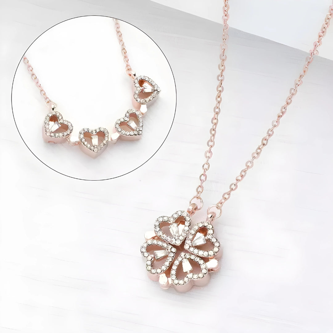 2-in-1 Magnetic Hearts Clover Pendant Necklace