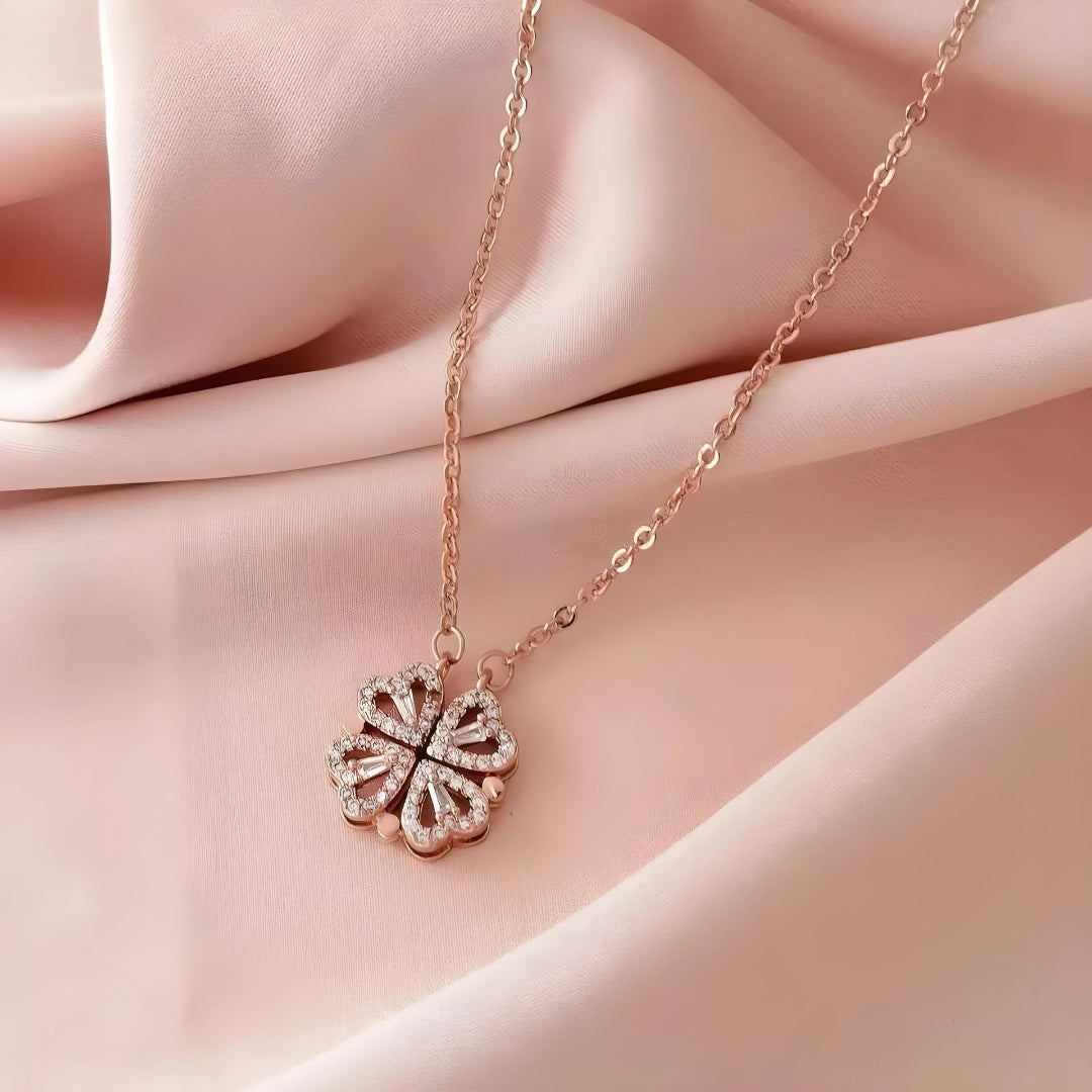 2-in-1 Magnetic Hearts Clover Pendant Necklace