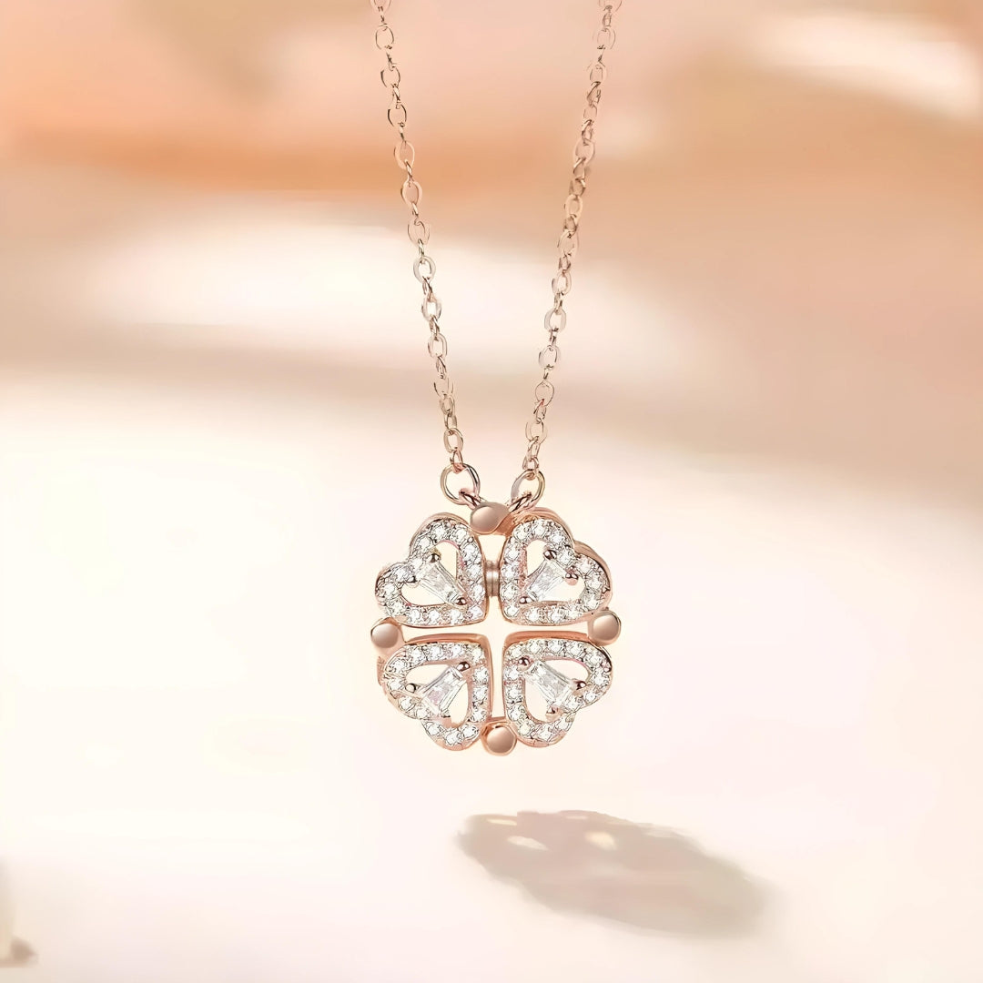 2-in-1 Magnetic Hearts Clover Pendant Necklace