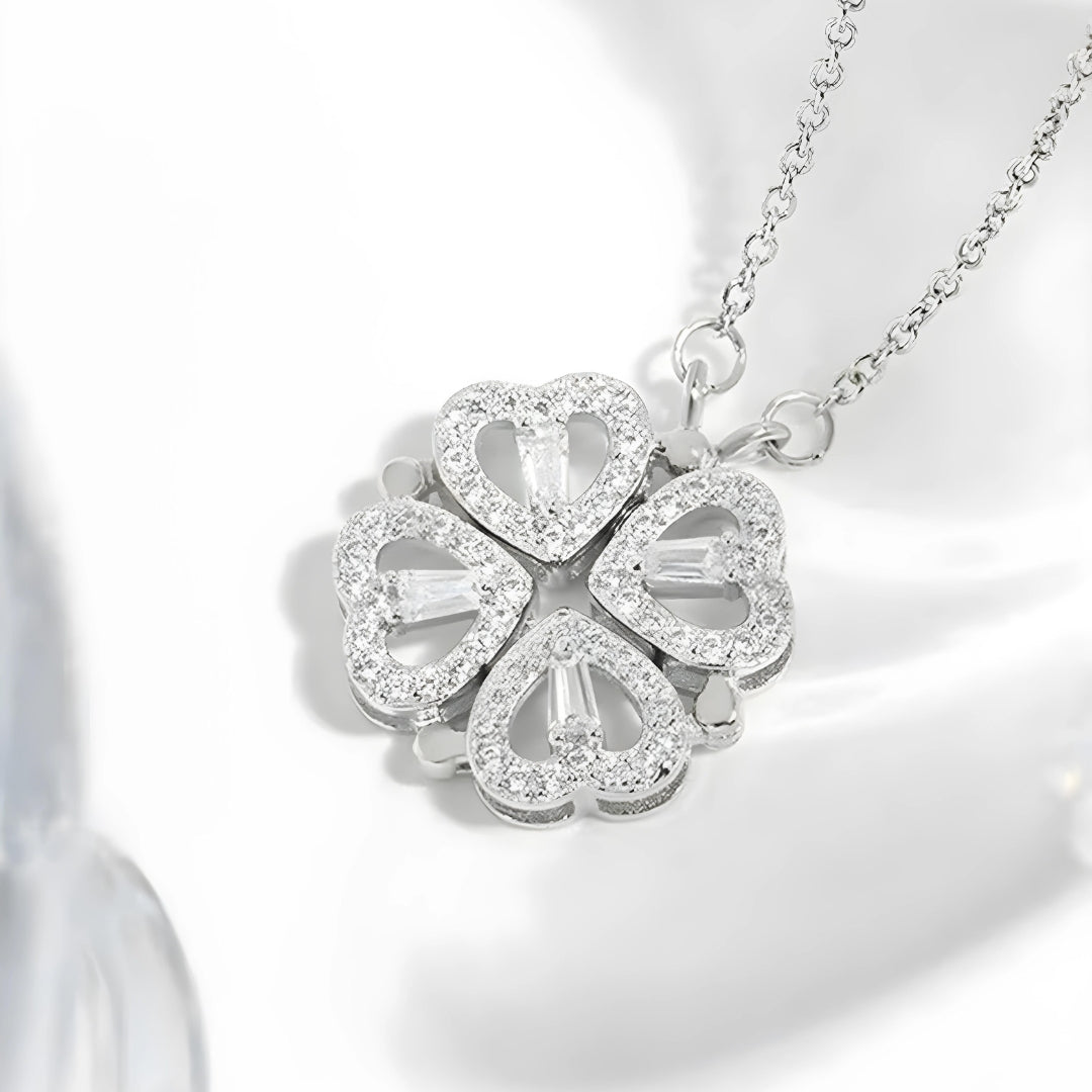 2-in-1 Magnetic Hearts Clover Pendant Necklace