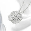 Silver Plated 2-in-1 Magnetic Hearts Clover Pendant Necklace For Women