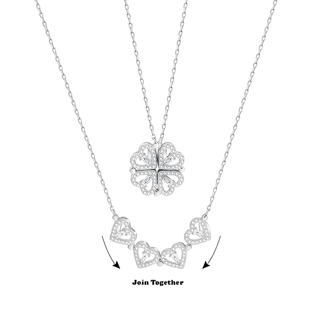 2-in-1 Magnetic Hearts Clover Pendant Necklace