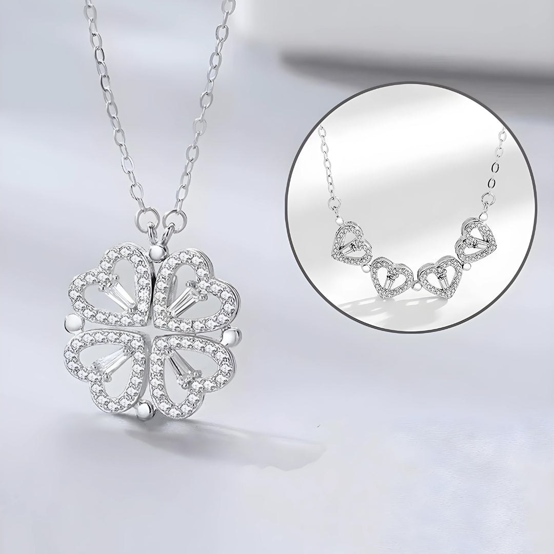 2-in-1 Magnetic Hearts Clover Pendant Necklace