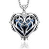 Silver Blue Angel Wing Heart Pendant Crystals Necklace