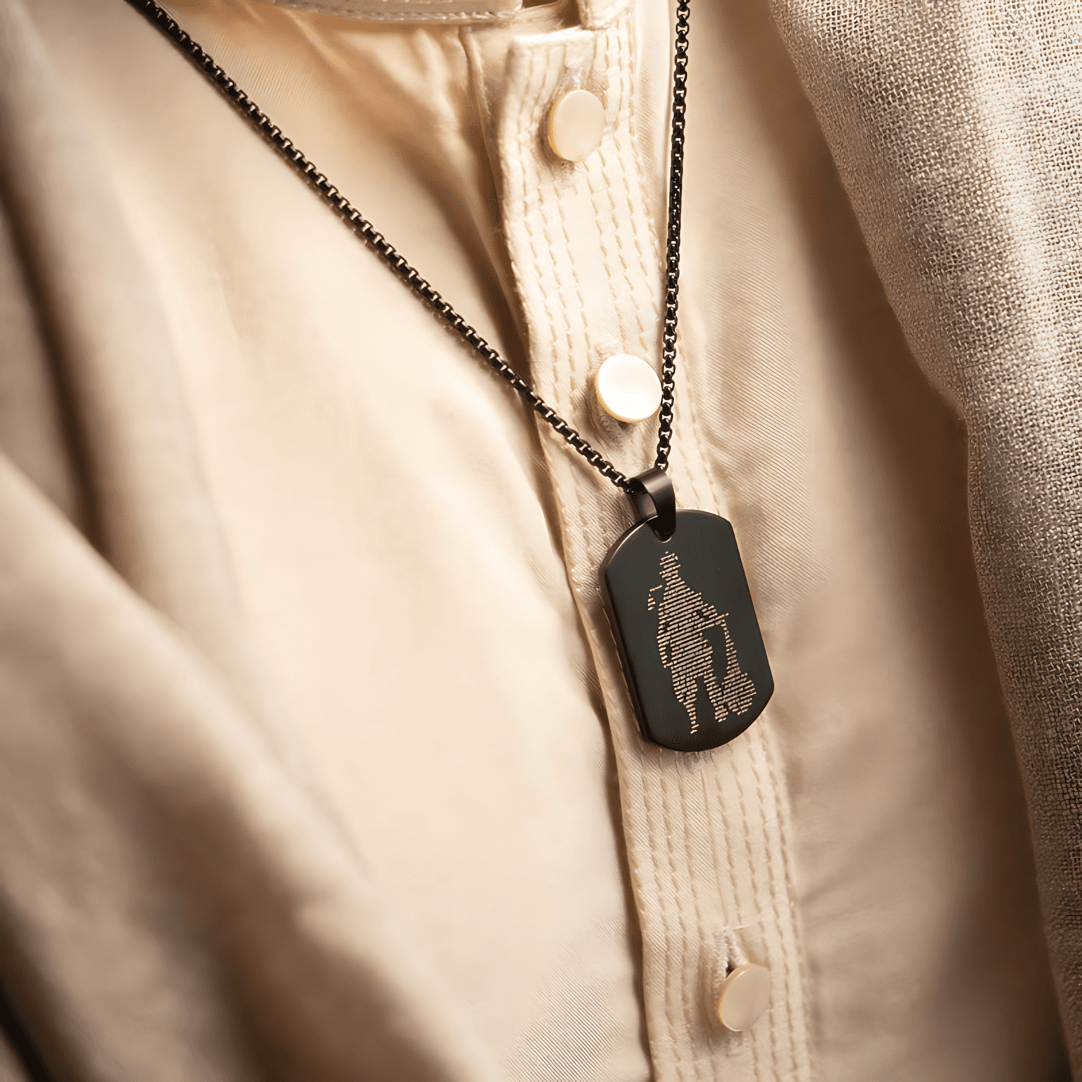 Black Hanuman Chalisa MicroCarved Tag Necklace Pendant With 9 Months Warranty - Image 2