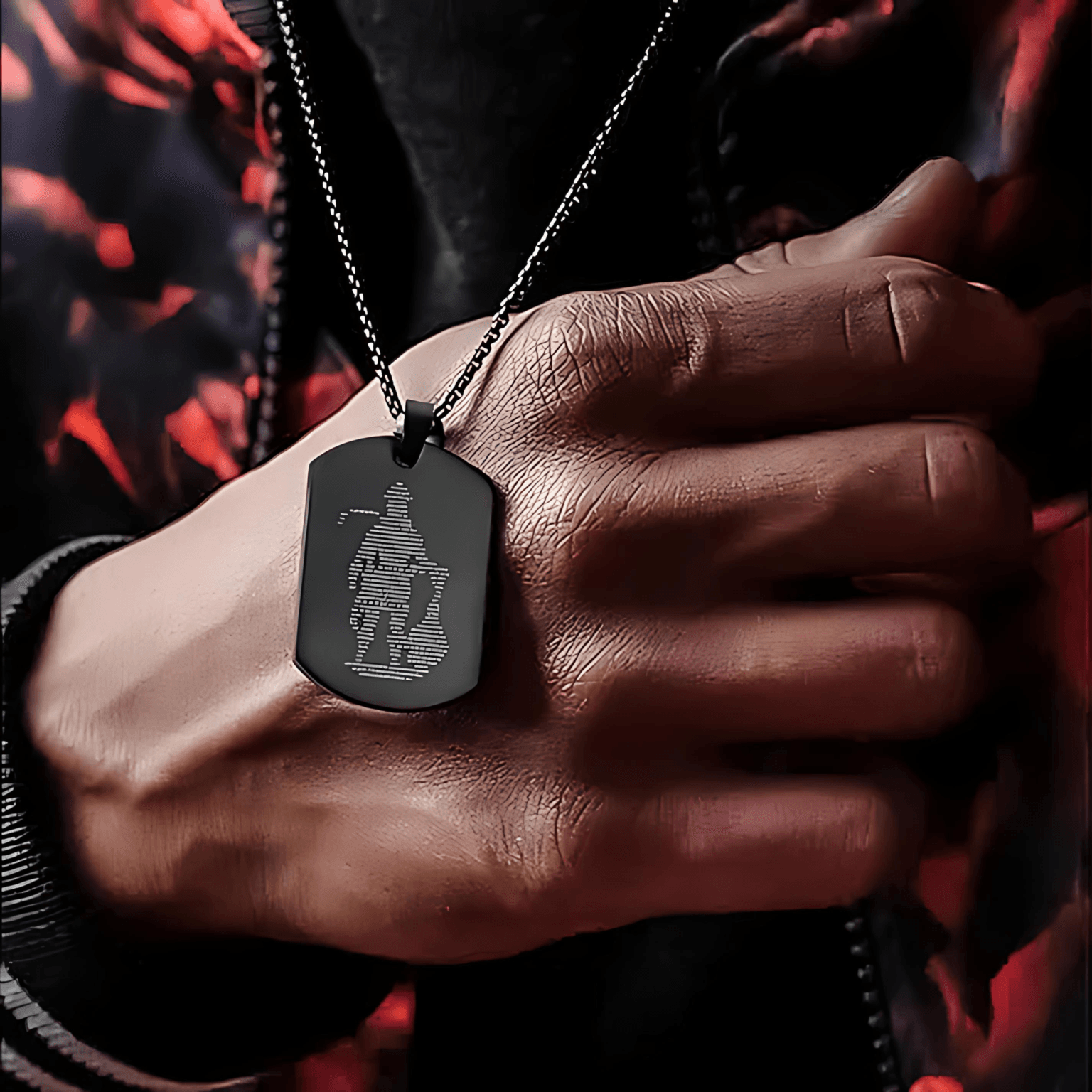 Black Hanuman Chalisa MicroCarved Tag Necklace Pendant With 9 Months Warranty - Image 4