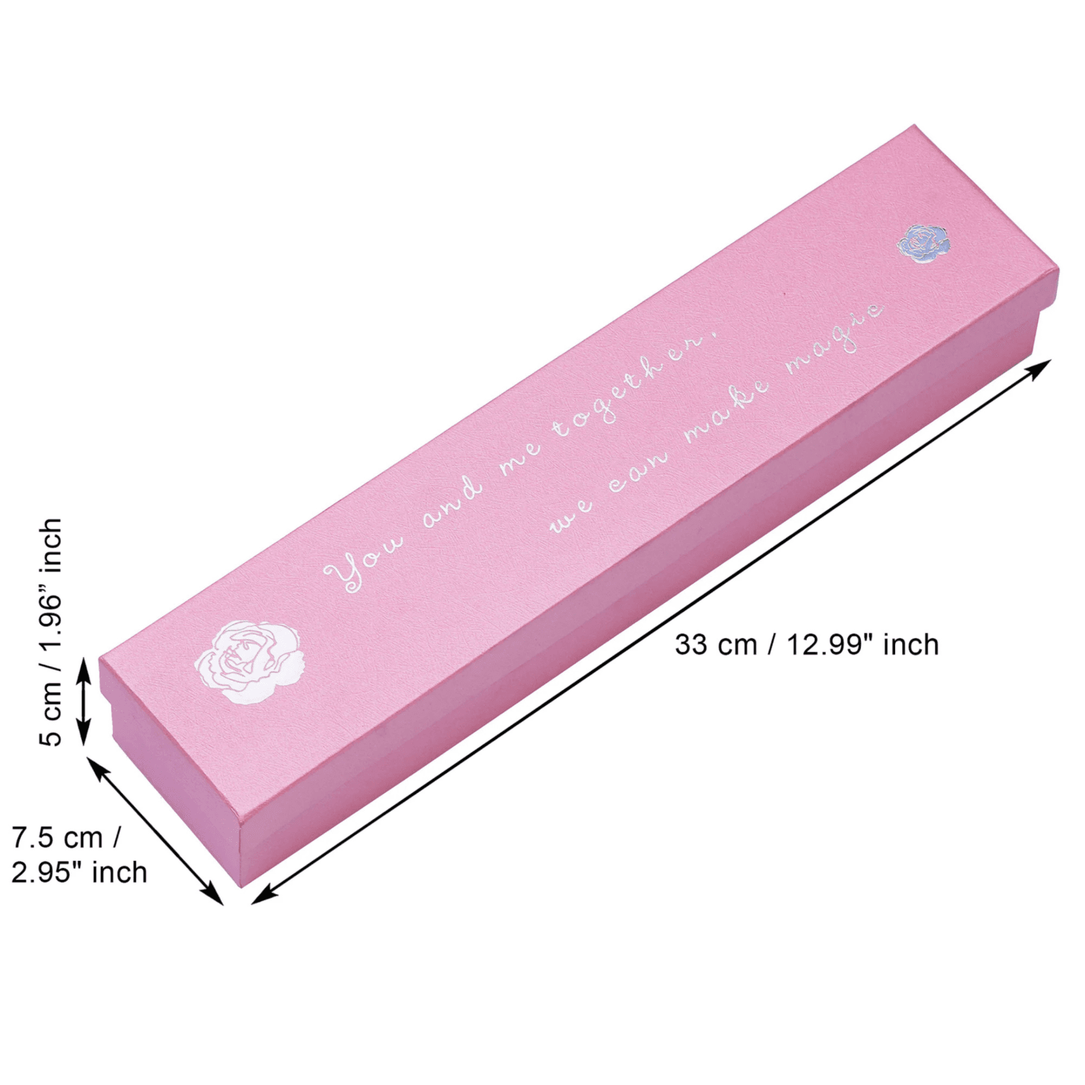 Pink & White Gift Box With Cute Teddy Bear, 6 Roses, 1 Golden Rose - Image 4